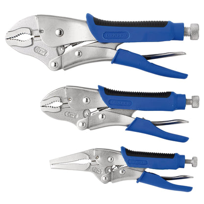Draper 88293 Soft Grip Self Grip Pliers Set 3 Piece Draper