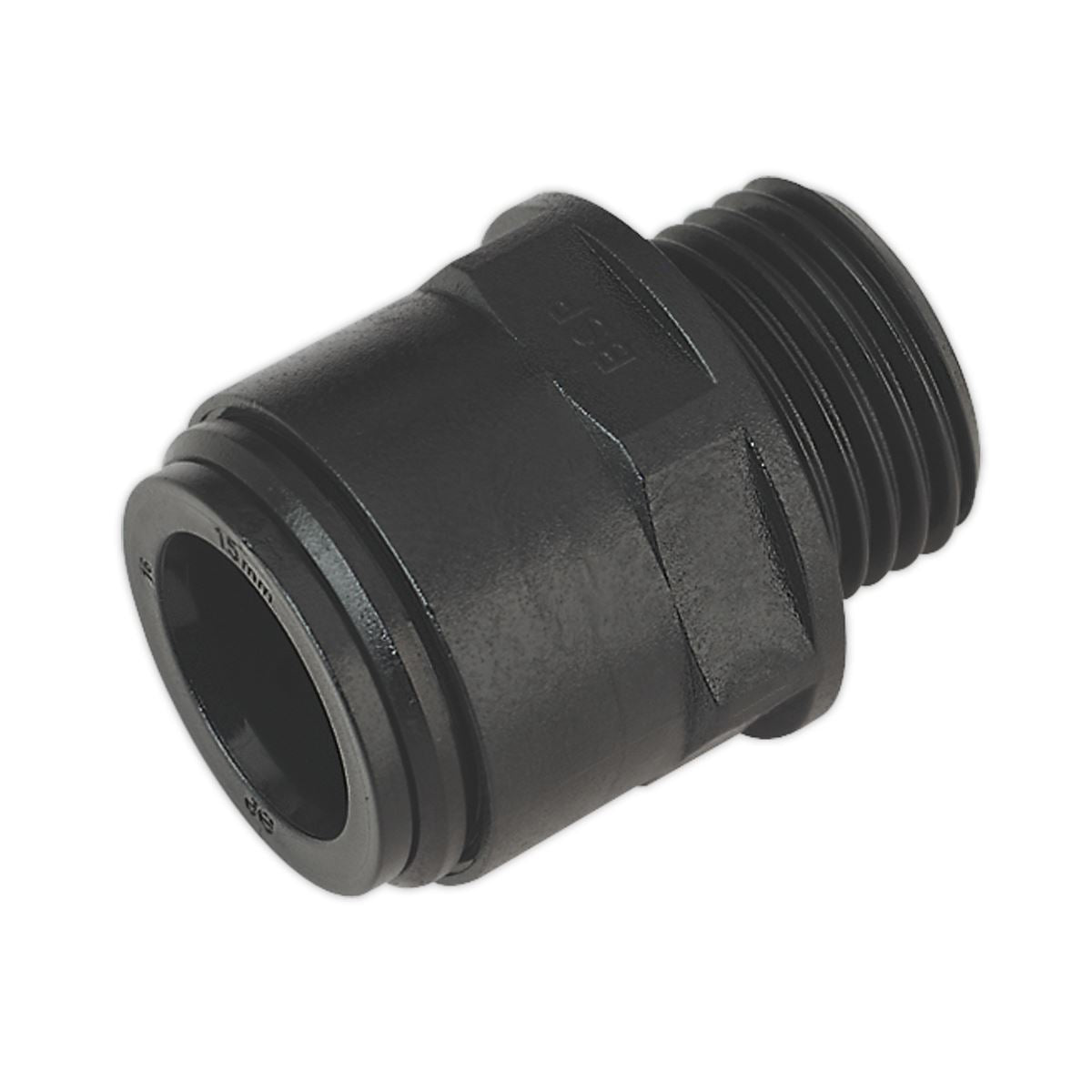 Sealey CAS15SA Straight Adaptor 15mm 1/2"BSP Pack of 2 (John Guest Speedfit® - PM011514E) Sealey