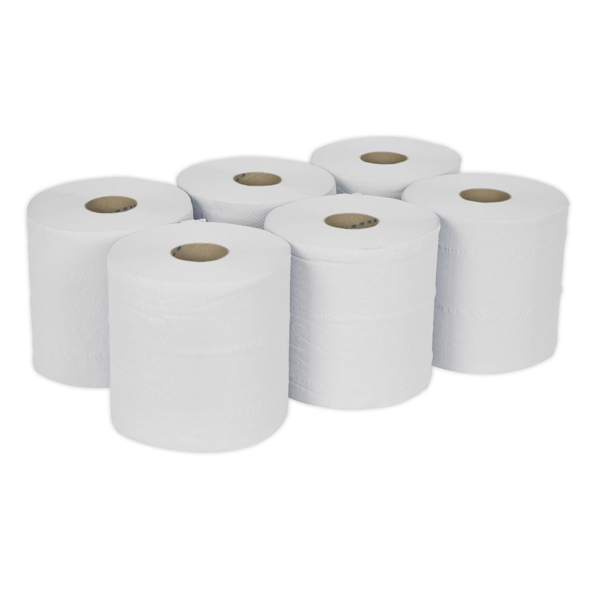 Sealey WHT150 Paper Roll White 2-Ply Embossed 150m Pack of 6 Sealey