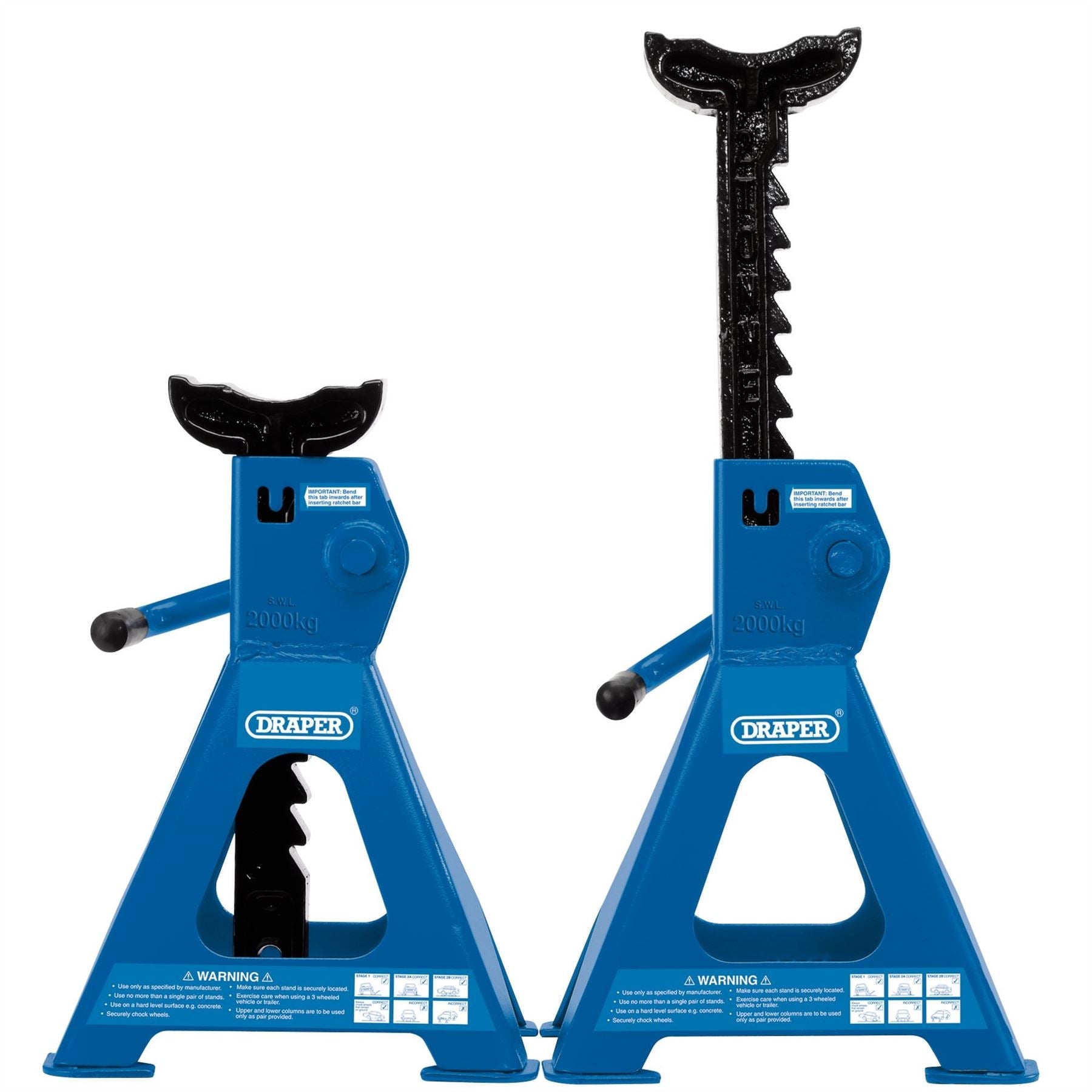 Draper 30878 Ratcheting Axle Stands 2 Tonne Pair Draper