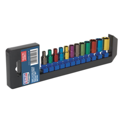 Sealey AK282 Multi-Coloured Socket Set 12pc 1/4"Sq Drive 6pt WallDrive® Metric Sealey