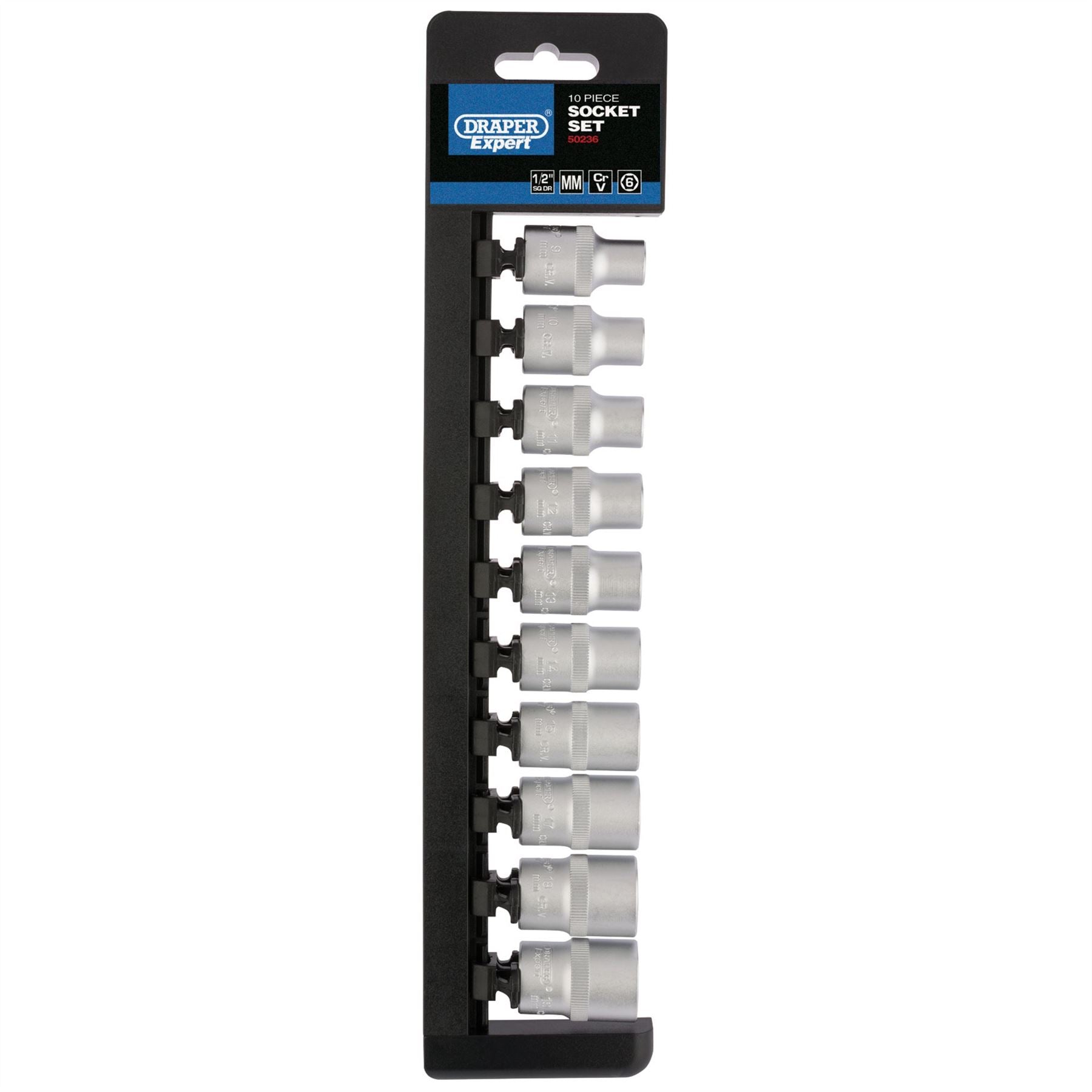 Draper 50236 Metric Socket Set 1/2" Sq. Dr. 10 Piece Draper
