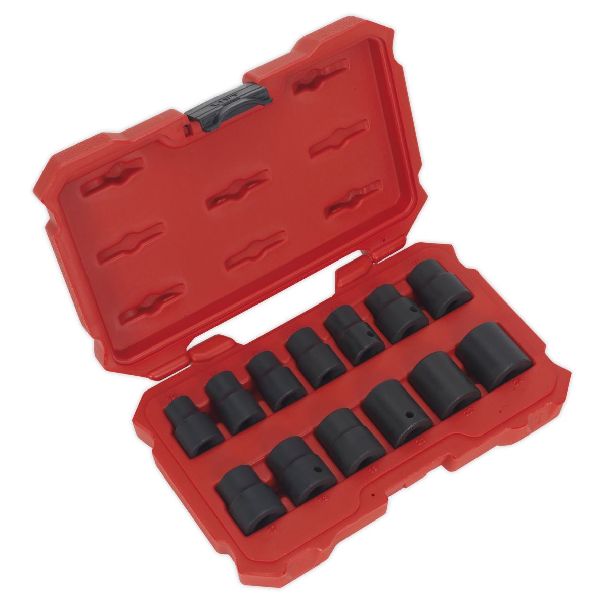 Sealey AK5616M Impact Socket Set 13pc 1/2"Sq Drive Lock-On™ 6pt Metric Sealey