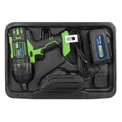 Sealey CP400LIHV Cordless Impact Wrench 18V 3Ah Lithium-ion 1/2"Sq Drive Hi-Vis Sealey