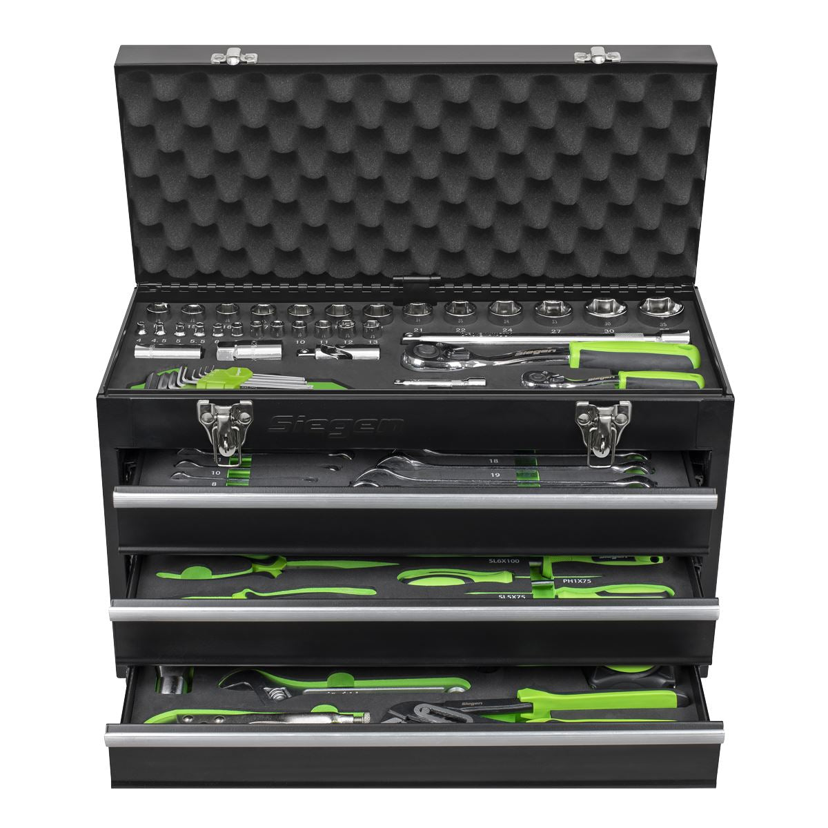 Siegen S01266 Portable Tool Chest 3 Drawer with 98pc Tool Kit Sealey