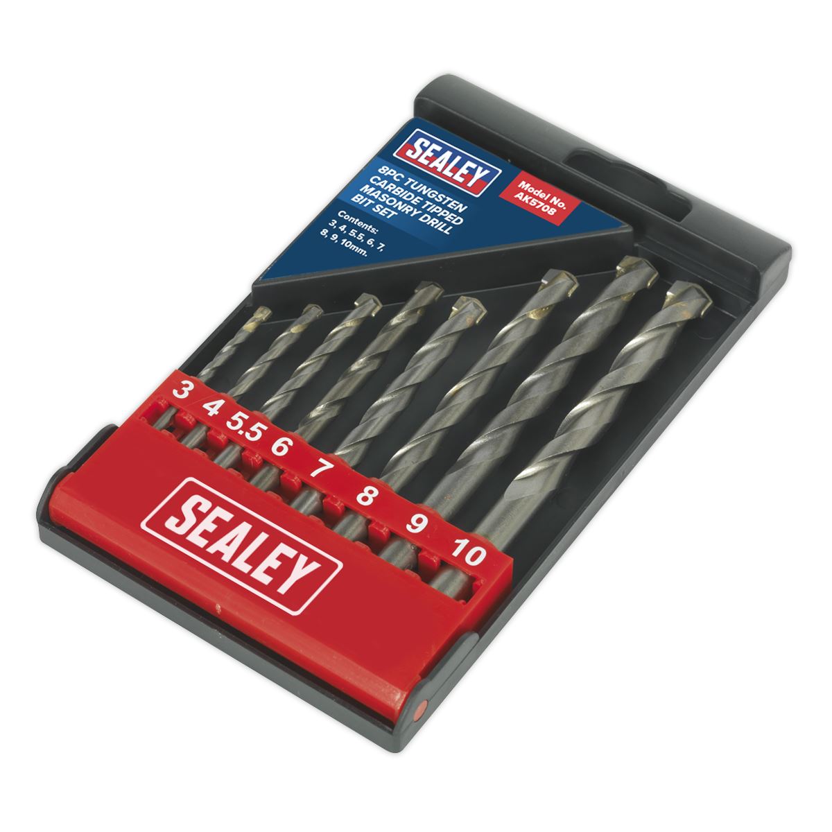 Sealey AK5708 Tungsten Carbide Tipped Masonry Drill Bit Set 8pc Sealey