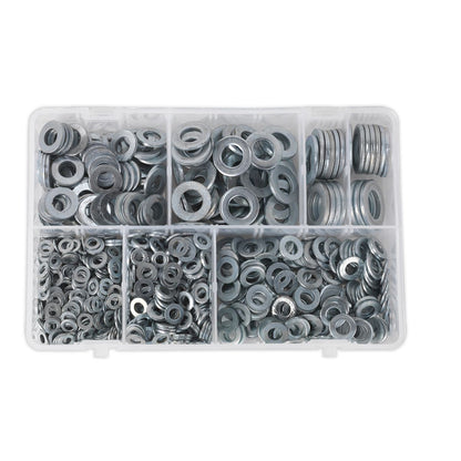 Sealey AB055WA Flat Washer Assortment 1070pc M5-M16 Form A Metric Sealey