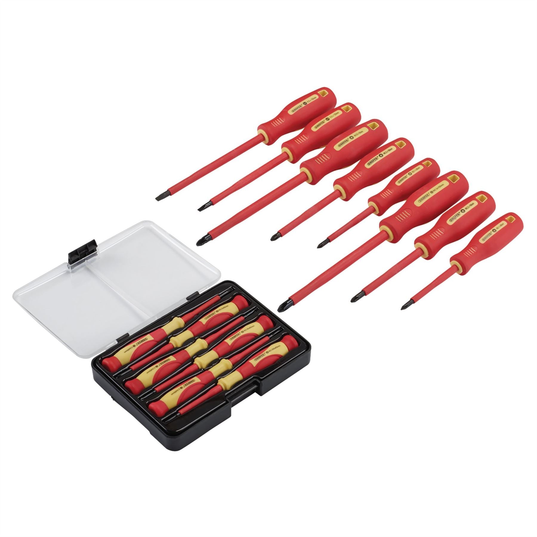 Draper 28028 VDE Approved Fully Insulated Screwdriver and Precision Screwdriver Set 14 Piece Draper