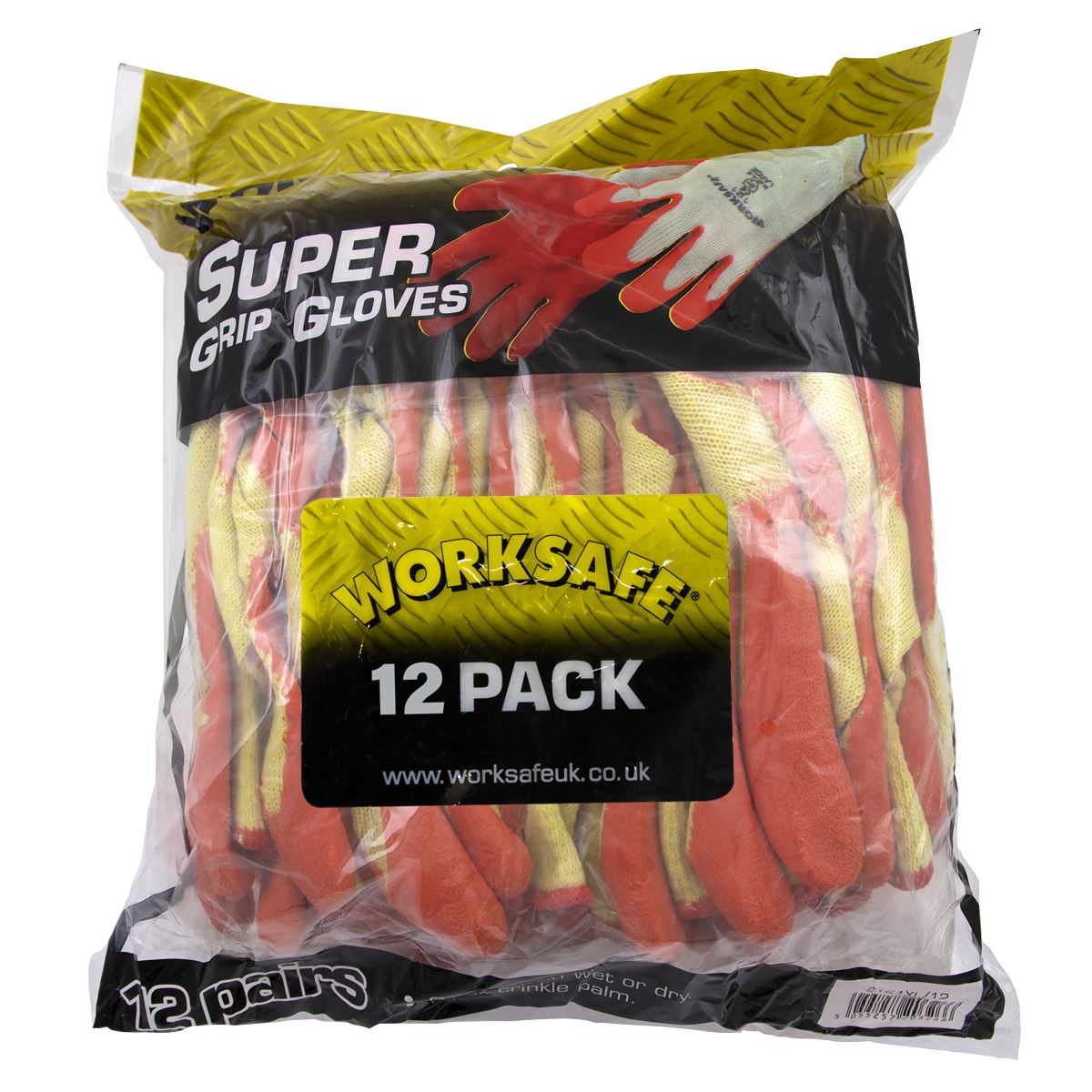 Sealey 9121XL/12 Super Grip Knitted Gloves Latex Palm (X-Large) - Pack of 12 Pairs Sealey