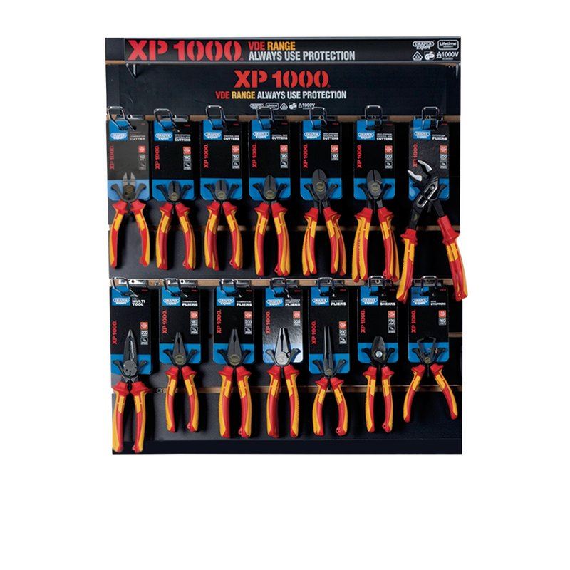 Draper 14329 XP1000® VDE Tethered Plier Profile for Slat Wall and Toolbar 28 Piece Draper