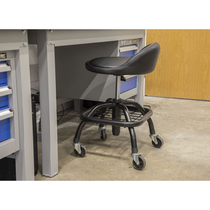 Sealey SCR02B Premier Industrial Pneumatic Creeper Stool with Adjustable Height Swivel Seat & Back Rest Sealey