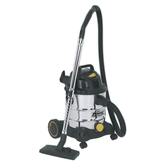 Sealey PC200SD110V Vacuum Cleaner Industrial Wet & Dry 20L 1250W/110V Stainless Drum Sealey