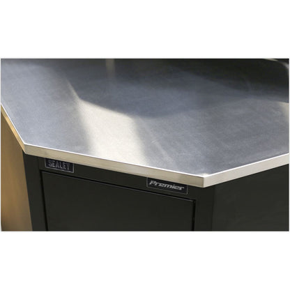 Sealey APMS19 Stainless Steel Corner Worktop 930mm Sealey