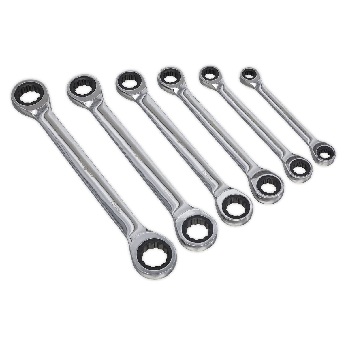 Siegen S0636 Double End Ratchet Ring Spanner Set 6pc Metric Siegen