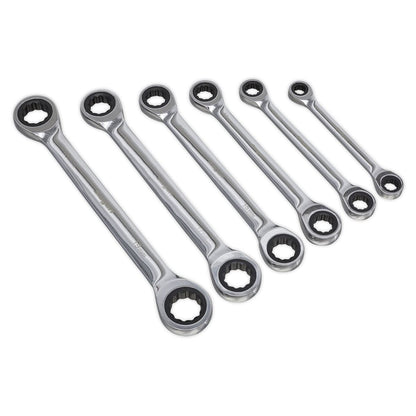 Siegen S0636 Double End Ratchet Ring Spanner Set 6pc Metric Siegen