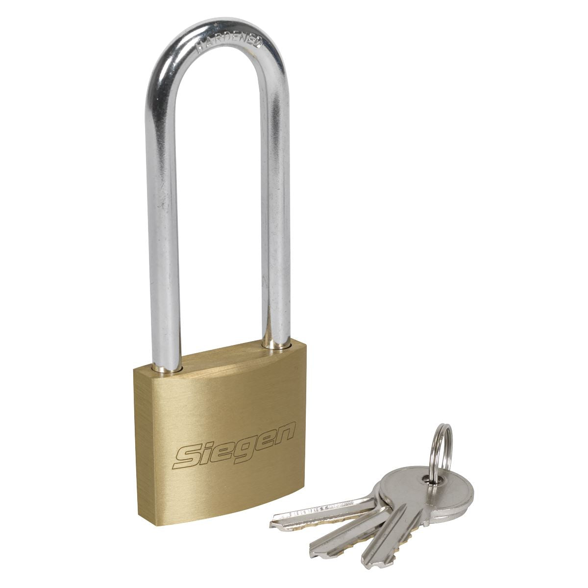 Siegen S0989 Brass Body Padlock with Brass Cylinder Long Shackle 40mm Siegen