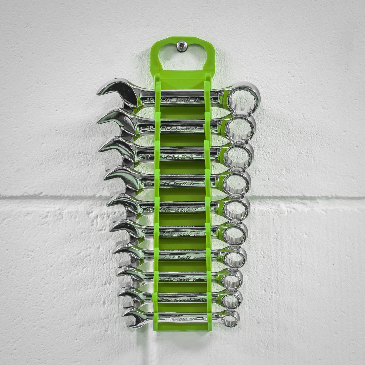 Sealey WR10HV Spanner Rack Capacity 10 Stubby Spanners - Hi-Vis Green Sealey