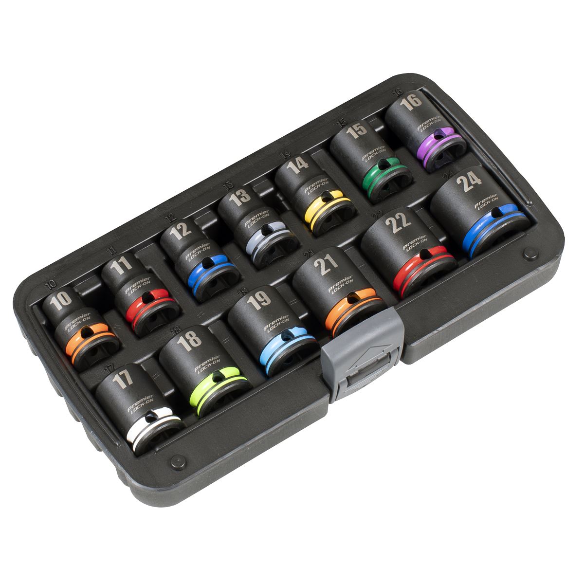 Sealey AK56160M Lock-On™ Impact Socket Set 1/2"Sq Drive 13pc 6pt Metric Sealey