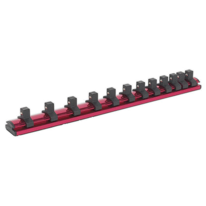 Sealey AK27083 Socket Retaining Rail Magnetic 3/8"Sq Drive 12 Clips Sealey