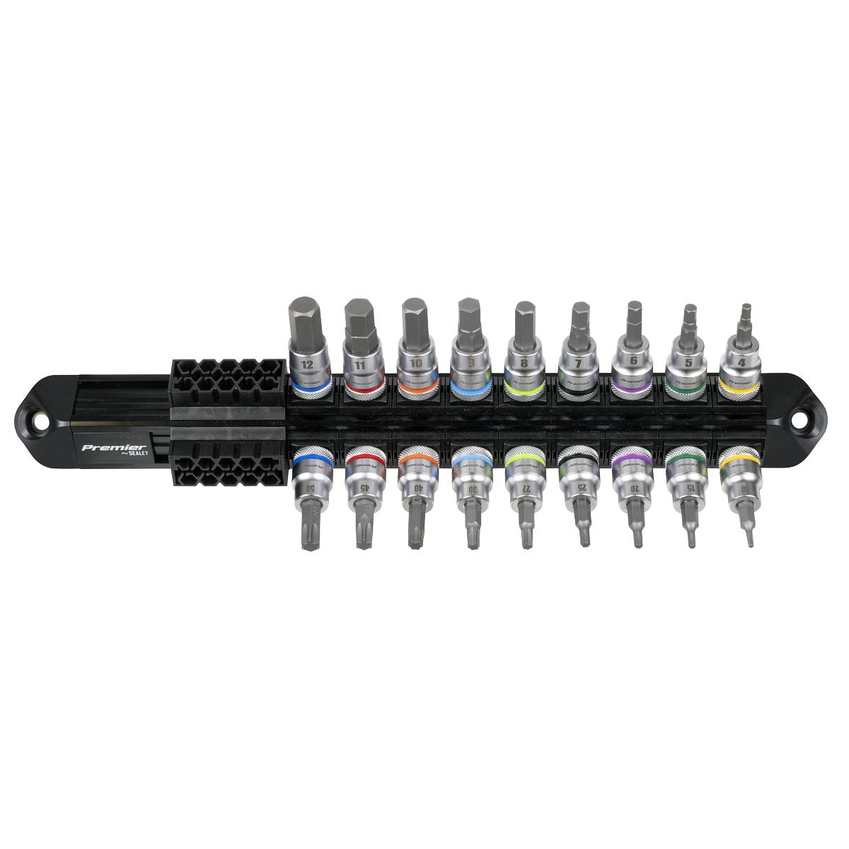 Sealey AK6252 Premier Platinum Series Hex & TRX-Star* Socket Bit Set 3/8"Sq Drive 18pc Sealey