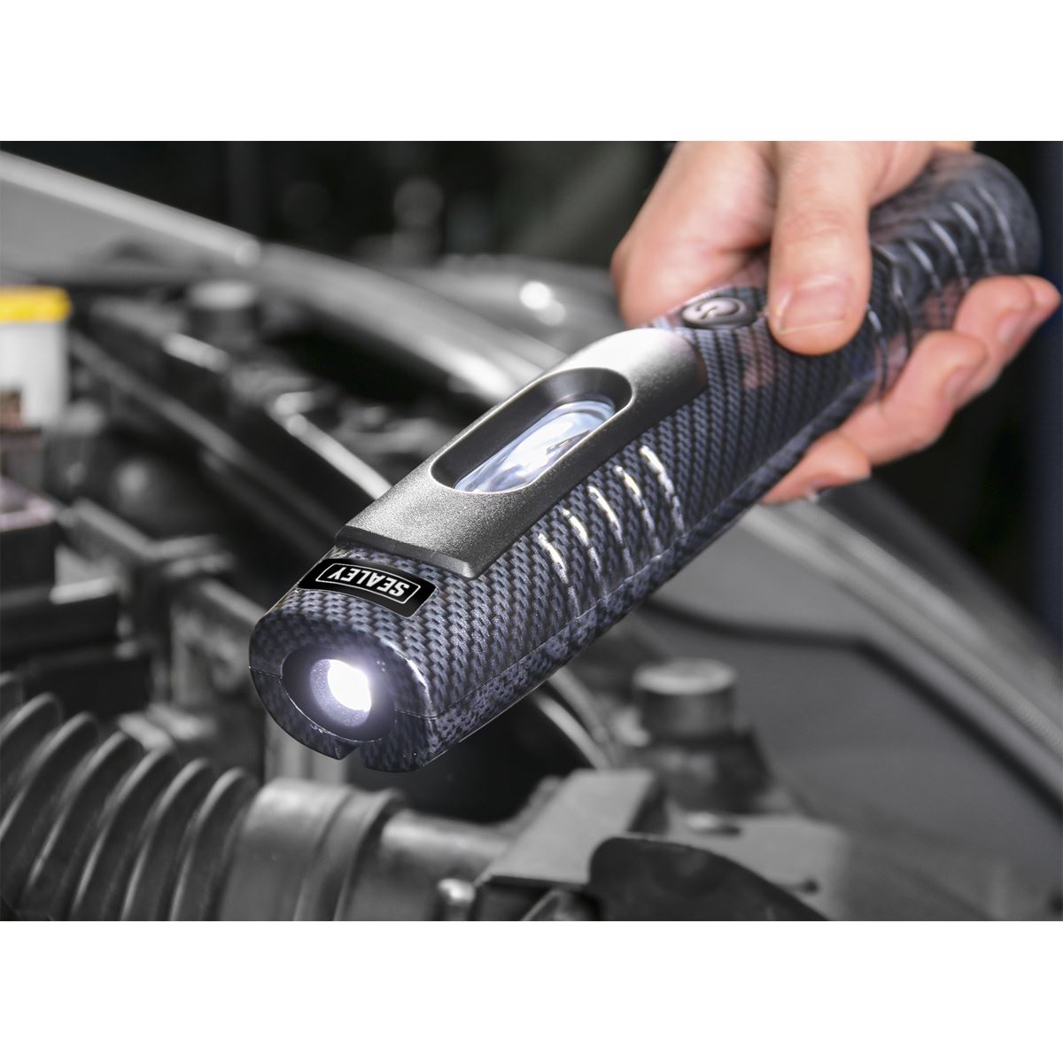 Sealey LED3602CF Rechargeable 360° Inspection Light 4W & 3W SMD LED Carbon Fibre Effect Lithium-ion Sealey