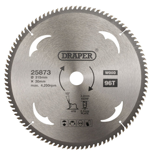 Draper 25873 TCT Circular Saw Blade for Wood 315 x 30mm 96T Draper