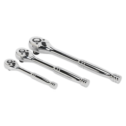 Sealey AK6672 Ratchet Wrench Set 3pc Pear-Head Flip Reverse Sealey