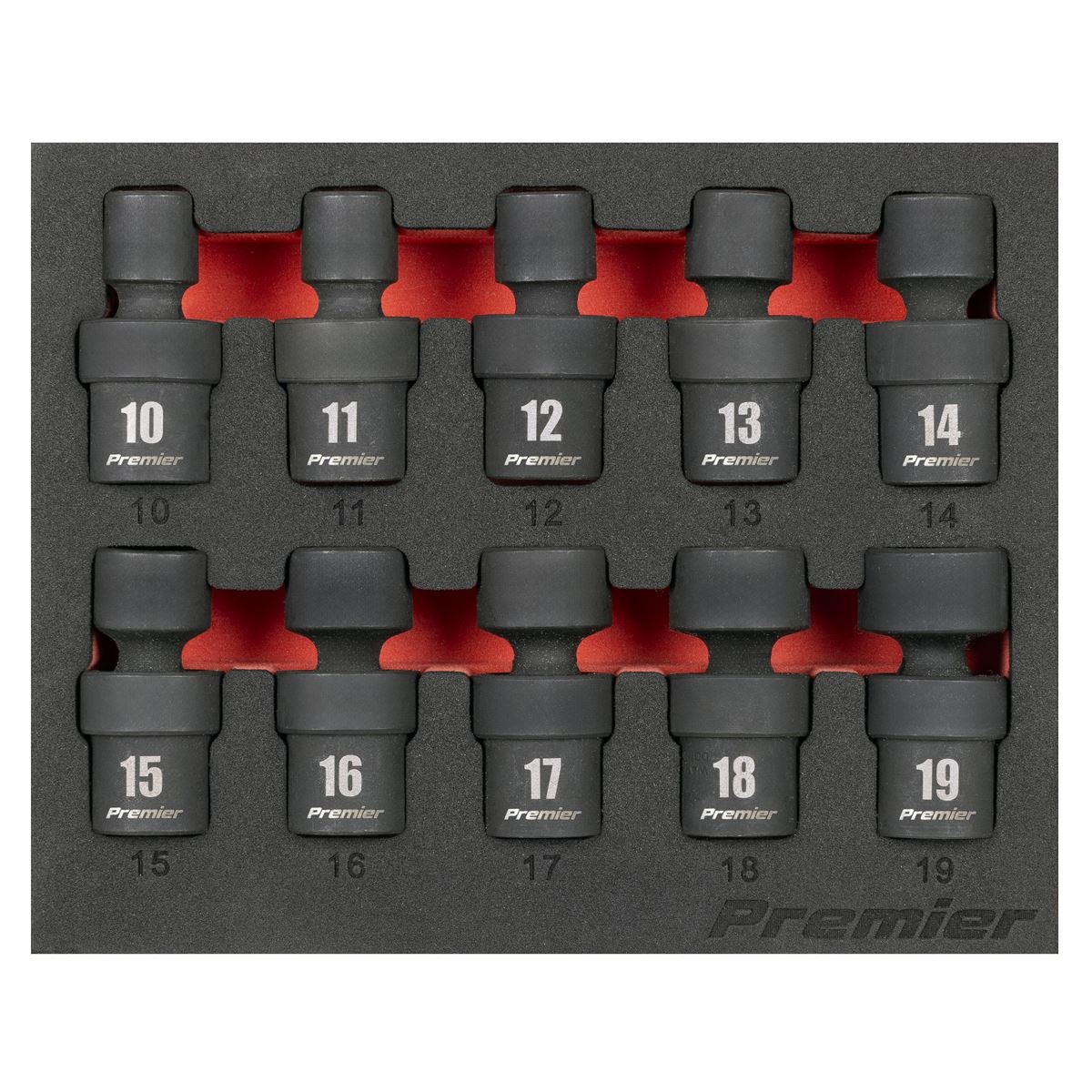 Sealey AK68220 Premier Universal Joint Impact Socket Set 3/8"Sq Drive 10pc Sealey