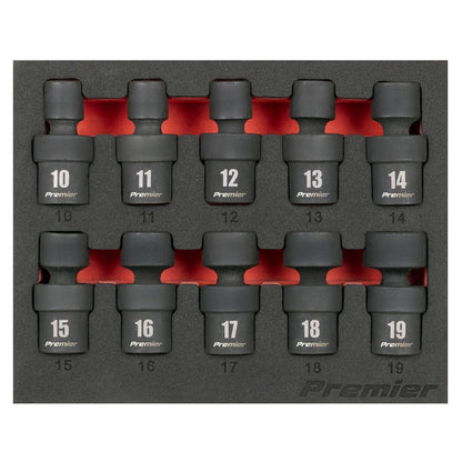 Sealey AK68220 Premier Universal Joint Impact Socket Set 3/8"Sq Drive 10pc Sealey