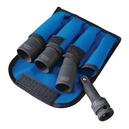 Draper 09539 Wheel Nut Double Impact Socket Kit 1/2" Sq. Dr. 4 Piece Draper