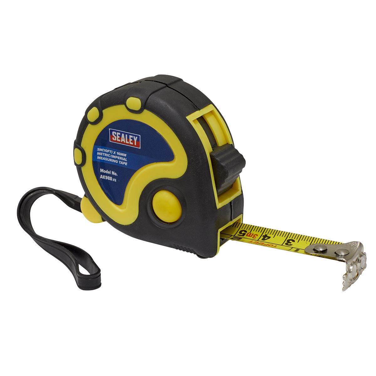 Sealey AK988 Rubber Tape Measure 3m(10ft) x 16mm - Metric/Imperial Sealey