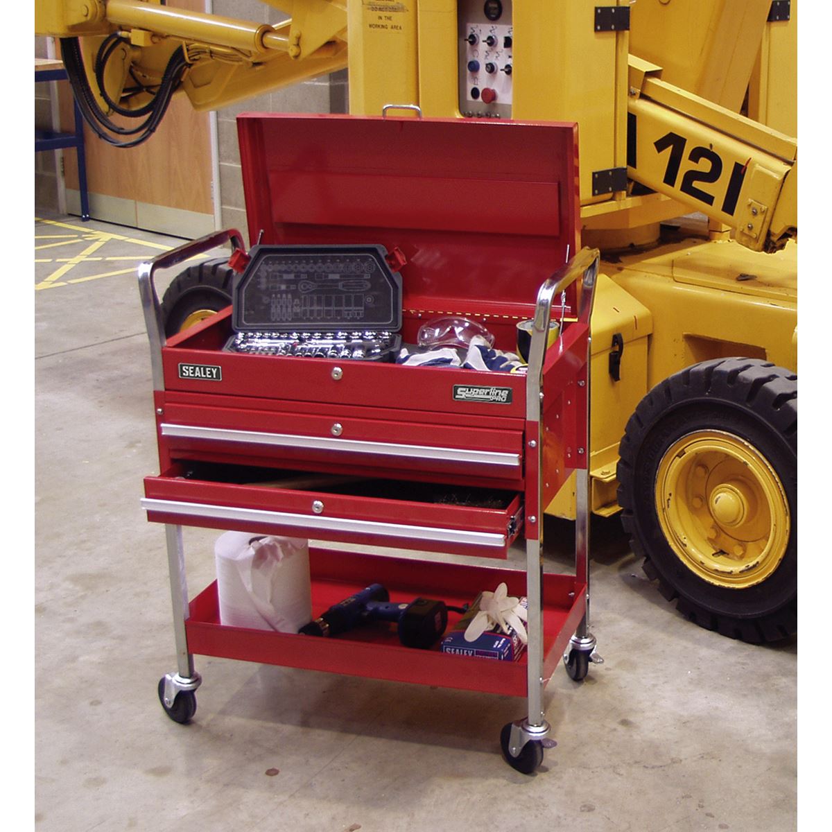 Sealey CX1042D Trolley 2-Level Heavy-Duty with Lockable Top & 2 Drawers Sealey