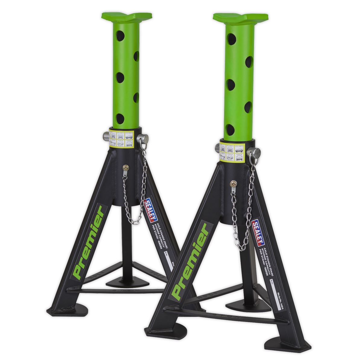 Sealey AS6G Premier Axle Stands (Pair) 6 Tonne Capacity per Stand - Green Sealey