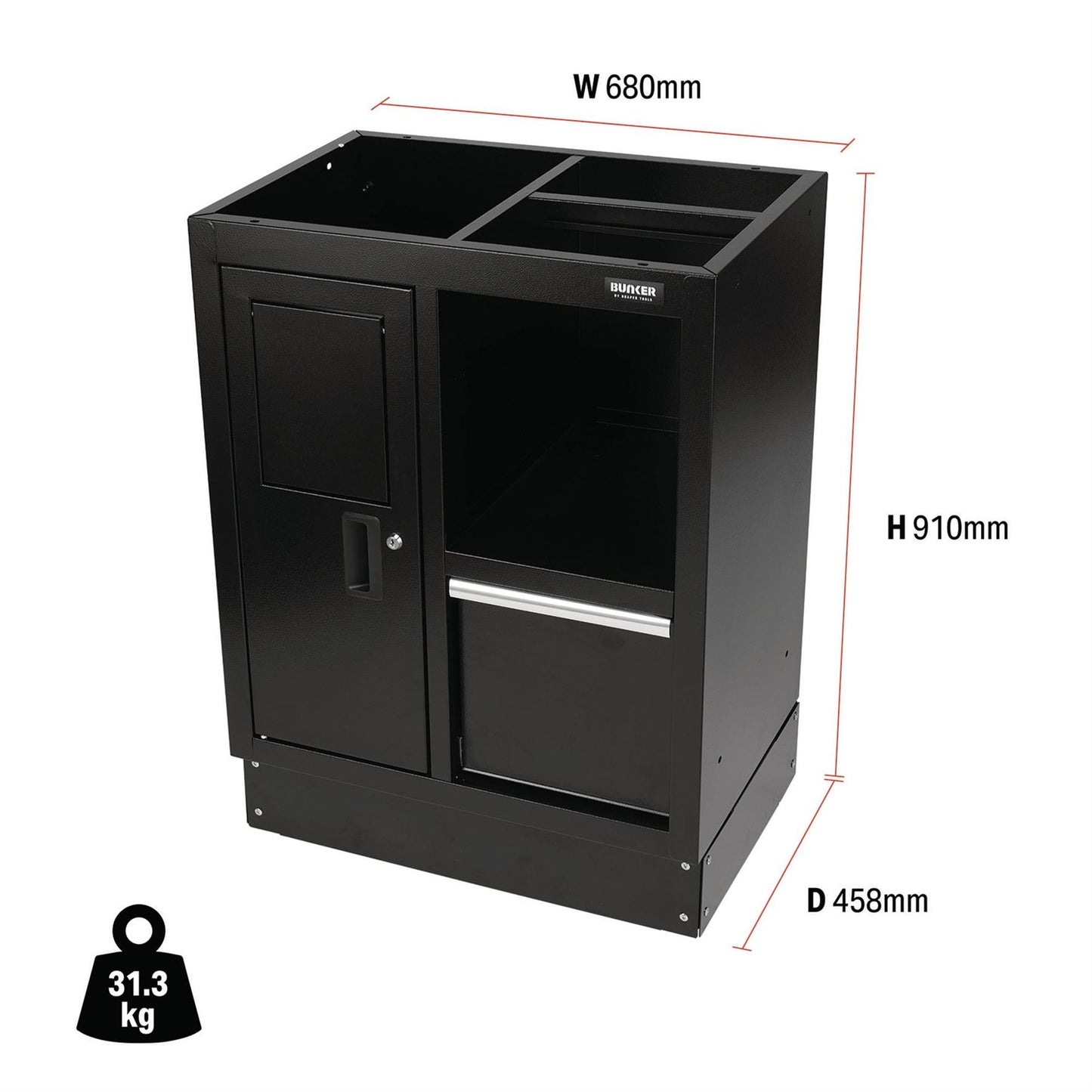 Draper 33161 BUNKER® Modular Multi-Function Floor Cabinet 680mm Draper