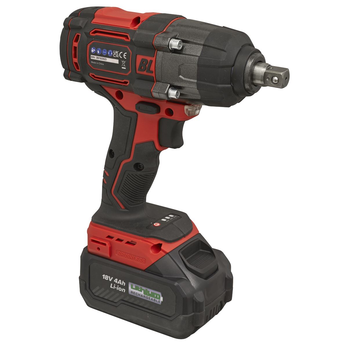 Sealey CP650LI Cordless Brushless Impact Wrench 18V 4Ah Lithium-ion 1/2"Sq Drive Sealey