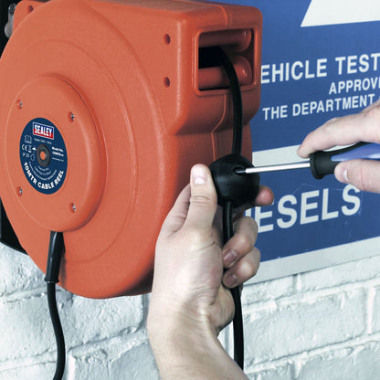 Sealey CRM10 Cable Reel System Retractable 10m 2 x 230V Socket Sealey