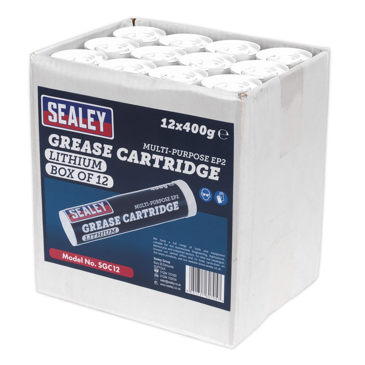Sealey SGC12 Grease Cartridge EP2 Lithium 400g Pack of 12 Sealey