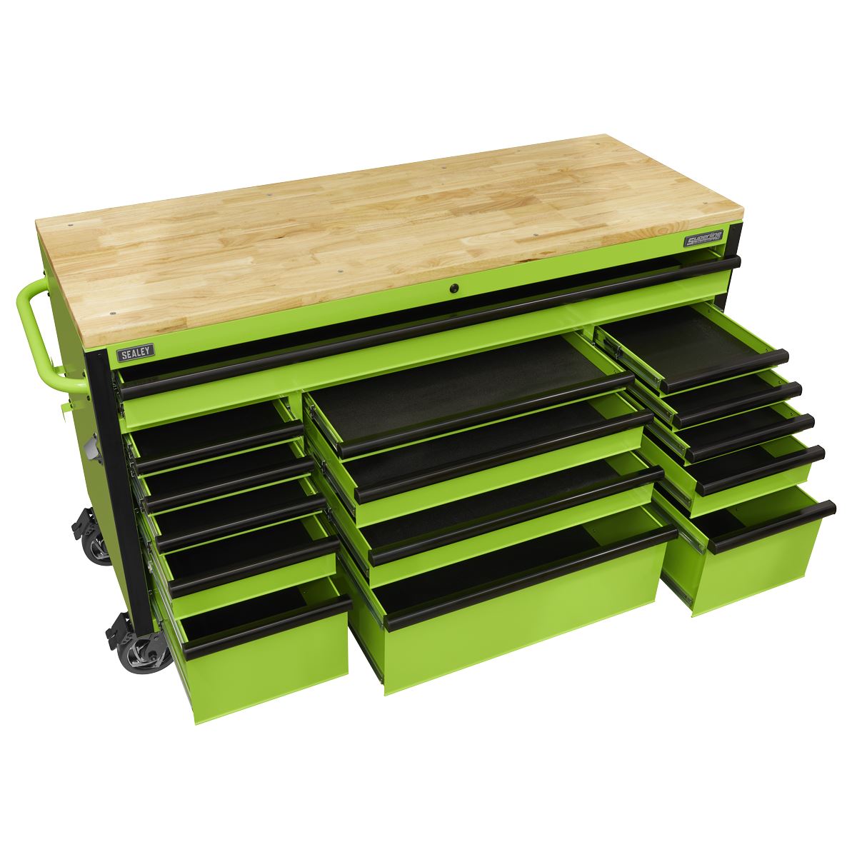 Sealey AP6115BE 15 Drawer Mobile Trolley with Wooden Worktop 1549mm Sealey