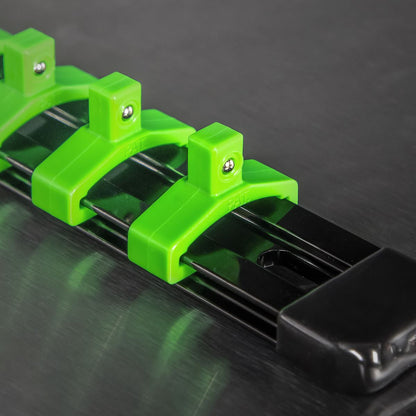 Sealey AK27052HV Socket Retaining Rail with 16 Clips 1/4"Sq Drive - Hi-Vis Green Sealey