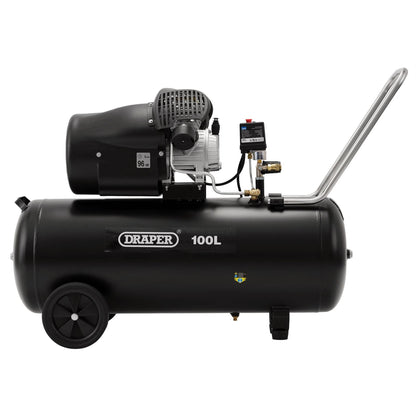 Draper 65396 100L Direct Drive V-Twin Air Compressor 2.2kW/3hp Draper