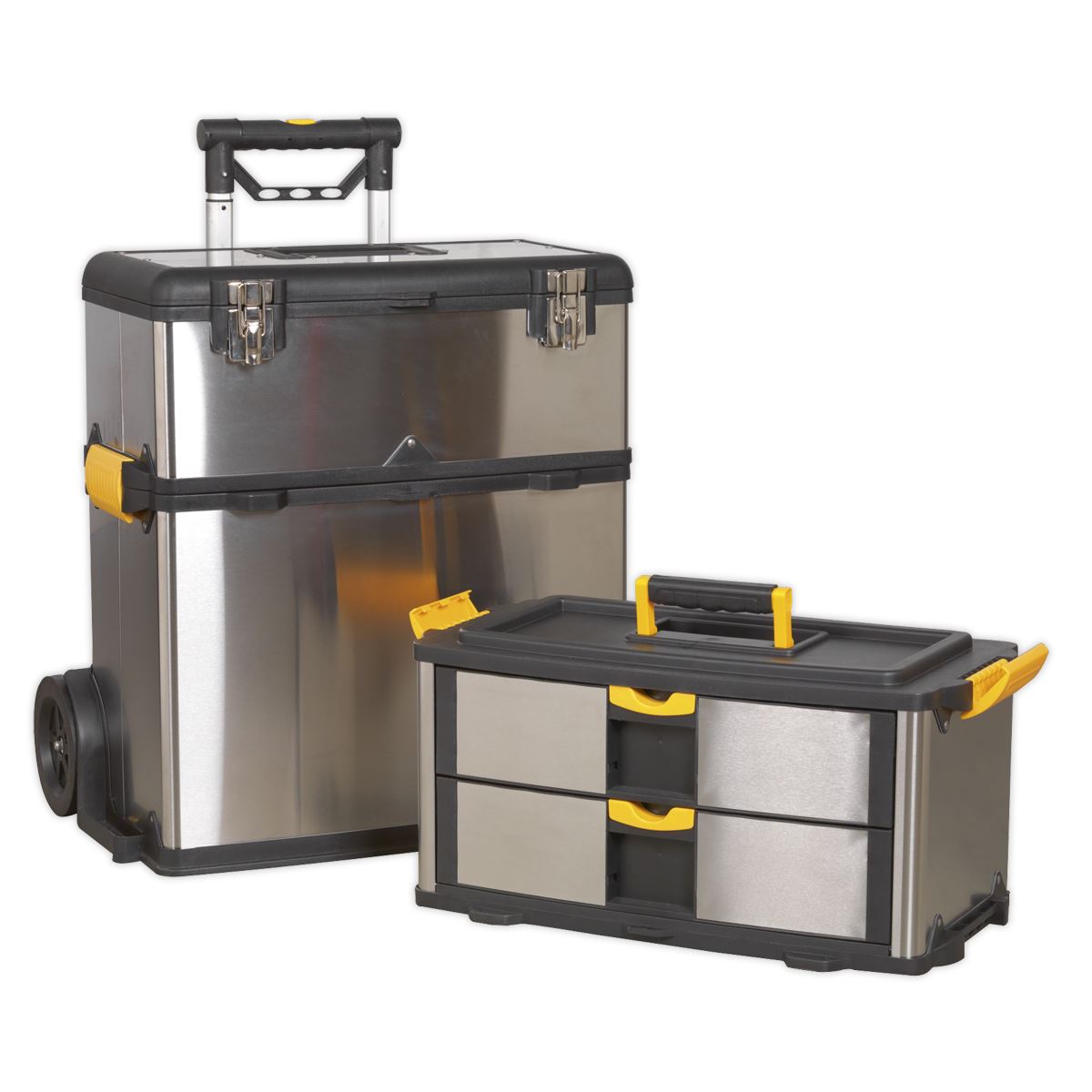 Sealey AP855 Mobile Stainless Steel/Composite Toolbox - 3 Compartment Sealey