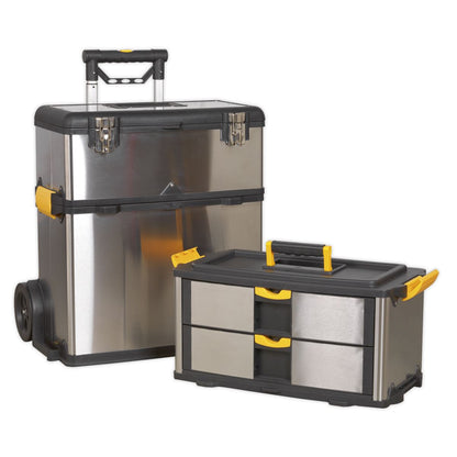 Sealey AP855 Mobile Stainless Steel/Composite Toolbox - 3 Compartment Sealey