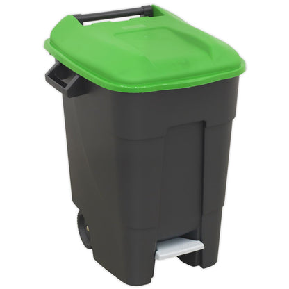 Sealey BM100PG Refuse/Wheelie Bin with Foot Pedal 100L - Green Sealey