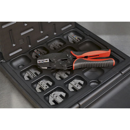 Sealey AK3858COMBO Ratchet Crimping Tool with Jaws and Storage Case Sealey