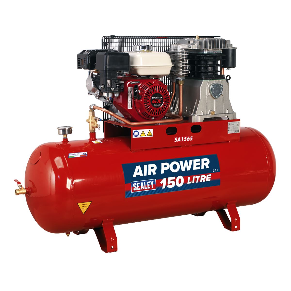 Sealey SA1565 Air Compressor 150L Belt Drive Petrol Engine 6.5hp Sealey
