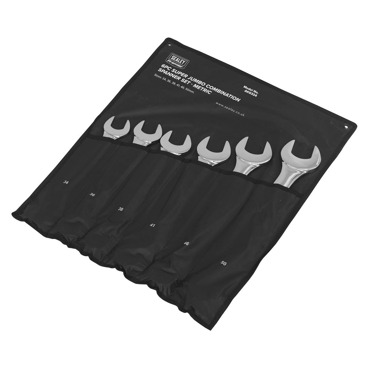 Sealey AK6324 Combination Spanner Set 6pc Super Jumbo Metric Sealey