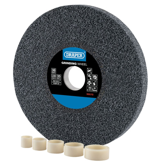 Draper 99570 Aluminium Oxide Bench Grinding Wheel 200 x 25mm 36 Grit Draper
