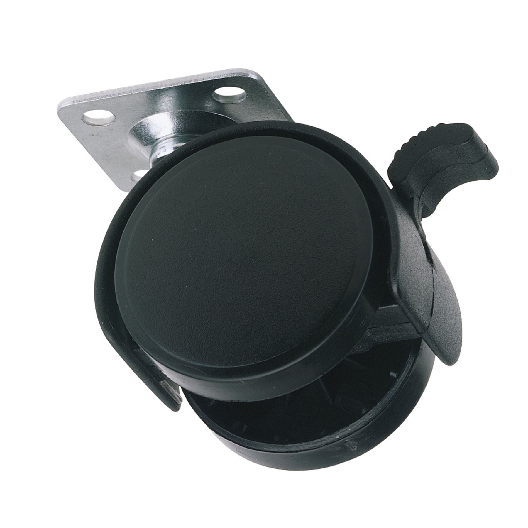 Draper 65463 Twin Nylon Plate Castor with Brake 40mm Diameter S.W.L. 25kg Draper