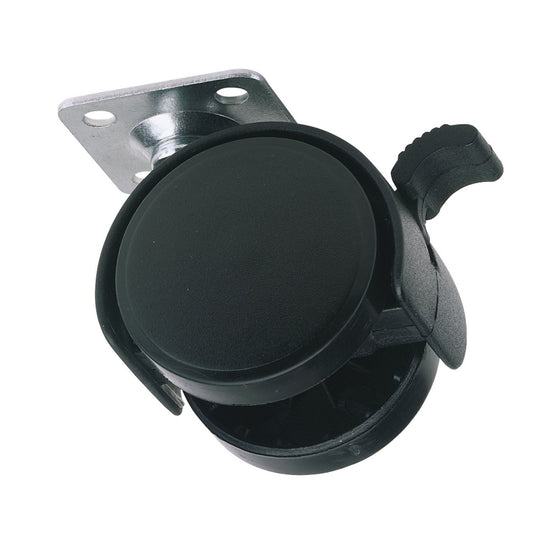 Draper 65463 Twin Nylon Plate Castor with Brake 40mm Diameter S.W.L. 25kg Draper