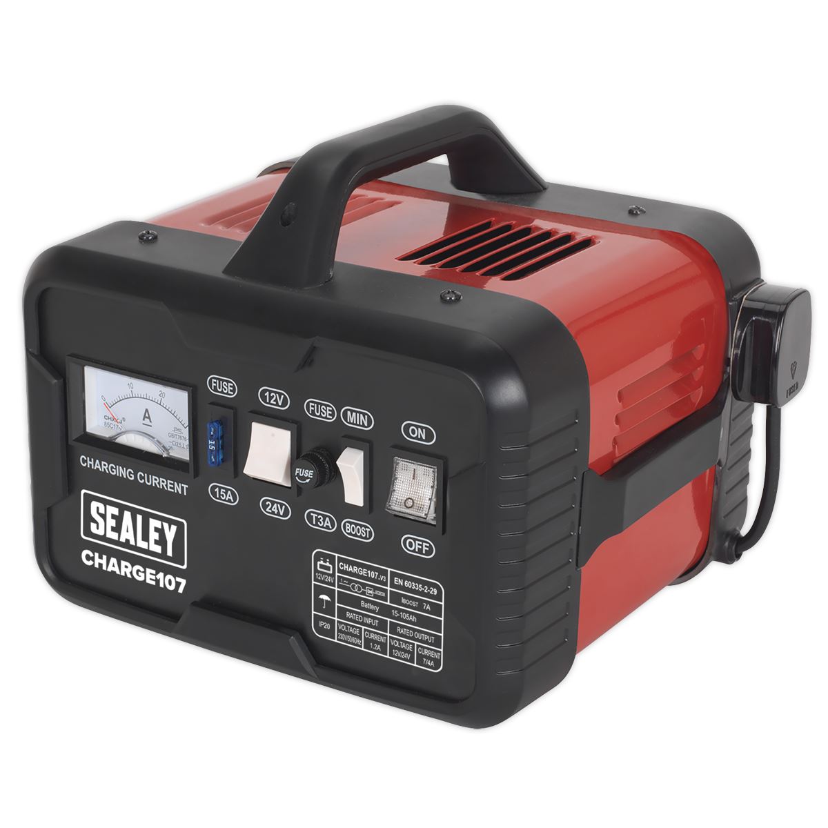 Sealey CHARGE107 Battery Charger 11A 12/24V 230V Sealey